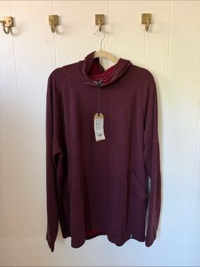 Prana Men's Hooded Pullover in Burgundy